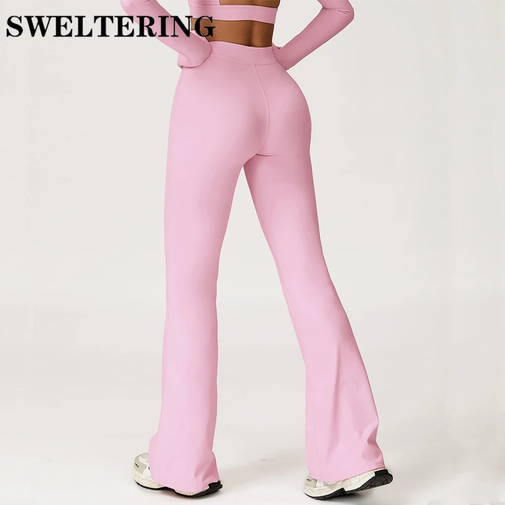 

Women Gym Fitness Bell-bottoms High Elastic Yoga Leggings High Waist Wide Leg Sports Pants Female Running Workout Flared Pants