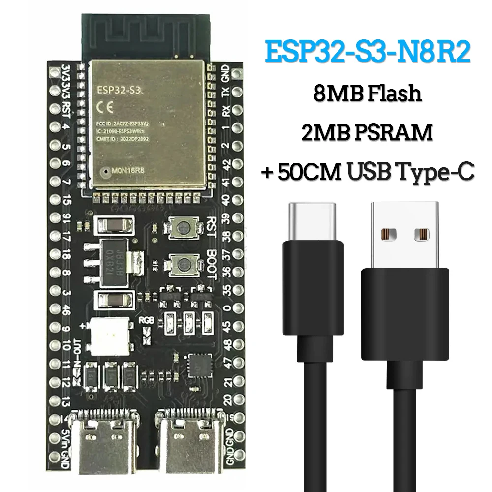ESP32-S3 Ontwikkelingsbord 2.4G Wifi Module voor Arduino ESP IDF ESP32-S3 N8R2 N16R8 44Pin Type-C 8M PSRAM ESP32S3 - afbeelding 2