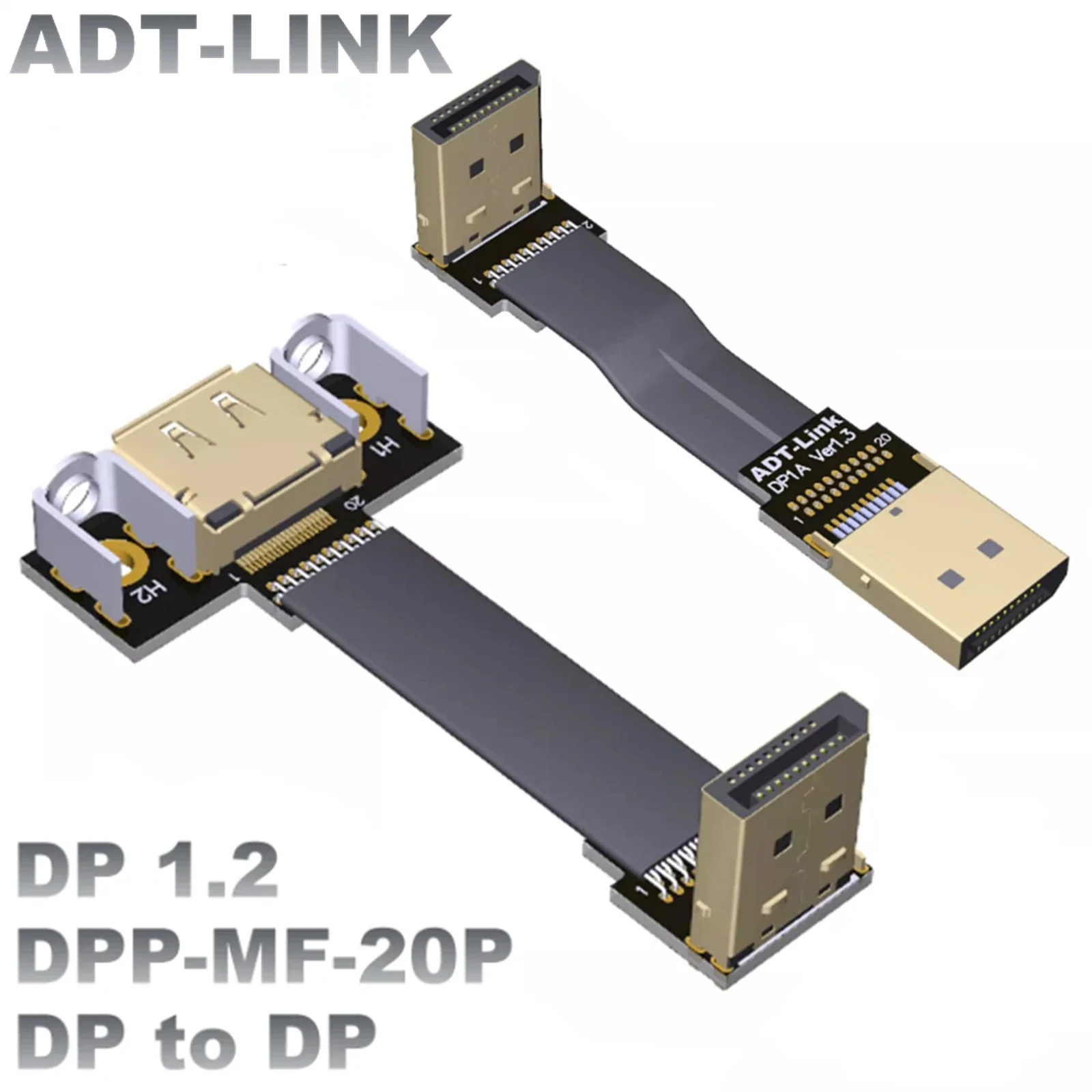 

DisplayPort 1,2 ленточный Удлинительный кабель штекер-гнездо плоский защита от электромагнитных помех FPC Кабель DP 90 градусов угловой разъем w монтажный кронштейн