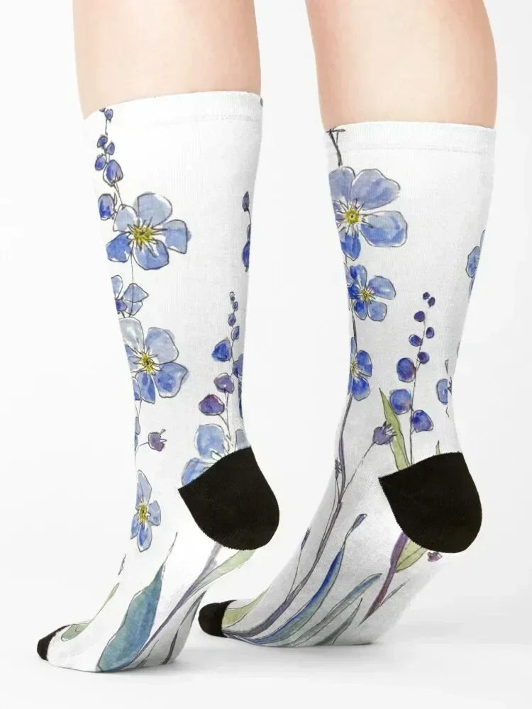 ブルーフォーゲットミーノットブルームソックス滑り止めストッキング圧縮雪高級女性靴下メンズ