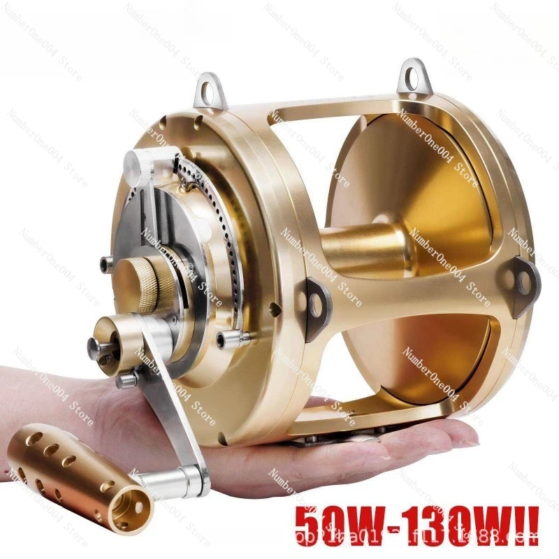 

2025 New Model 130W Full Metal CNC Drum Deep Sea Iron Plate Reel for Catching Giant Fish Golden Gun Reel Extra Large Model Reel