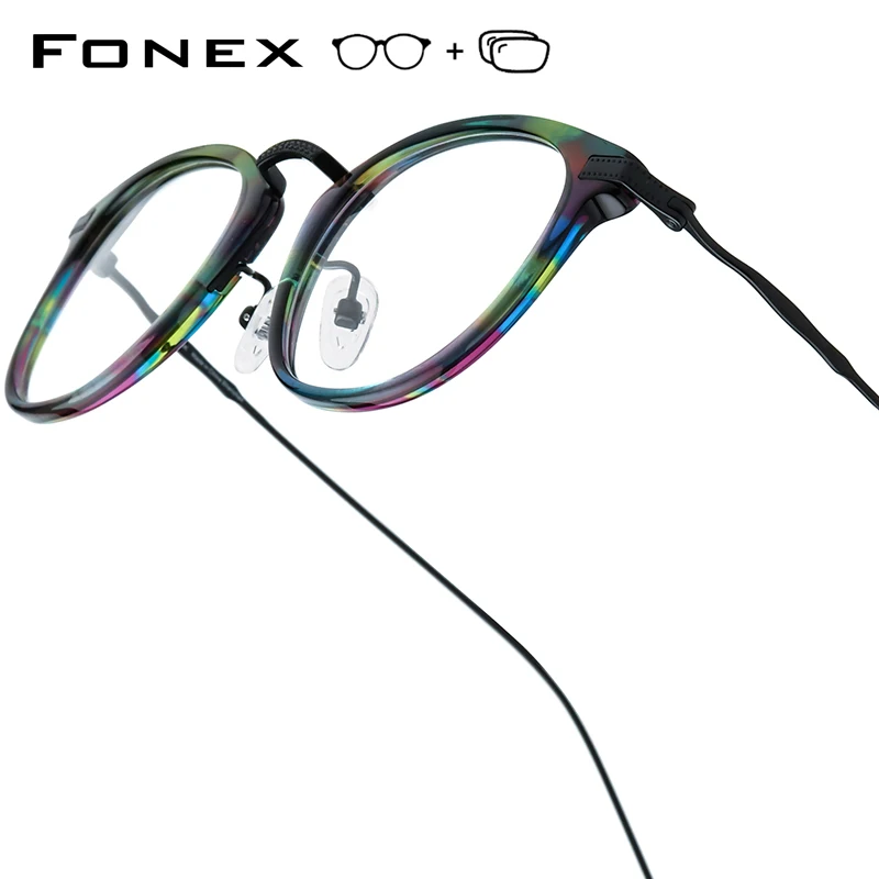 

FONEX прогрессивные очки по рецепту на заказ анти-синие оптические линзы для близорукости женские квадратные очки в титановой оправе 845