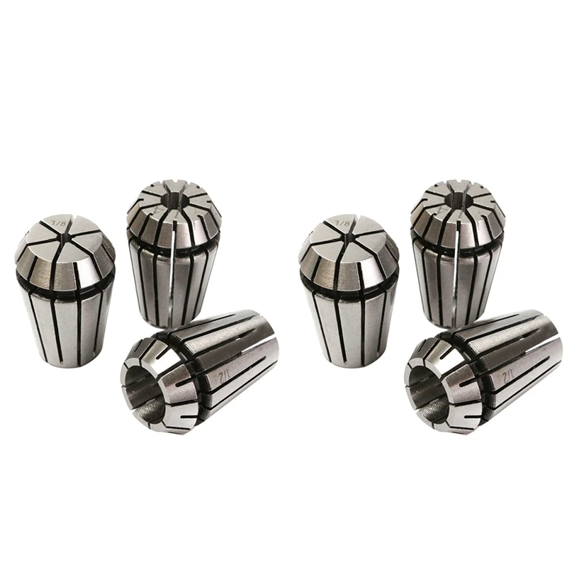 6Pcs ER20 Spring Collet Chuck Lathe Milling CNC Engraving Holder 1/8 Inch 1/4 Inch 1/2 Inch