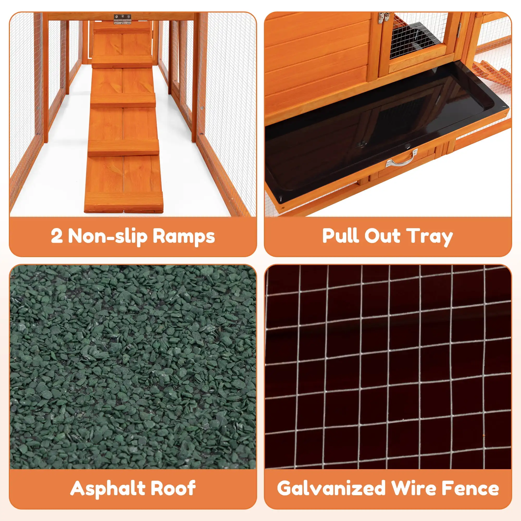 Large Wooden Rabbit Hutch with Two-Tier Design and Removable Tray, Spacious Cage for Rabbits, Chickens, and Guinea Pigs Outdoors