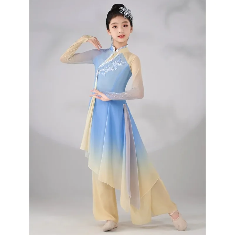 أزياء الرقص الكلاسيكي الأنيقة للأطفال، ملابس أداء المجموعة والمظلة، ملابس الرقص التقليدية الجديدة للأطفال