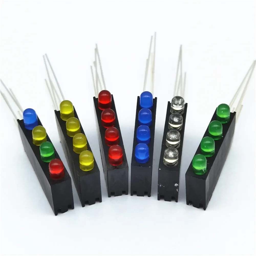 

F3 LED 4 Hole Lamp Holder And Lamp Bead Red Green Yellow Blue 90 Degree Corner PCB Fixed Indicator Lamp Spacing Column