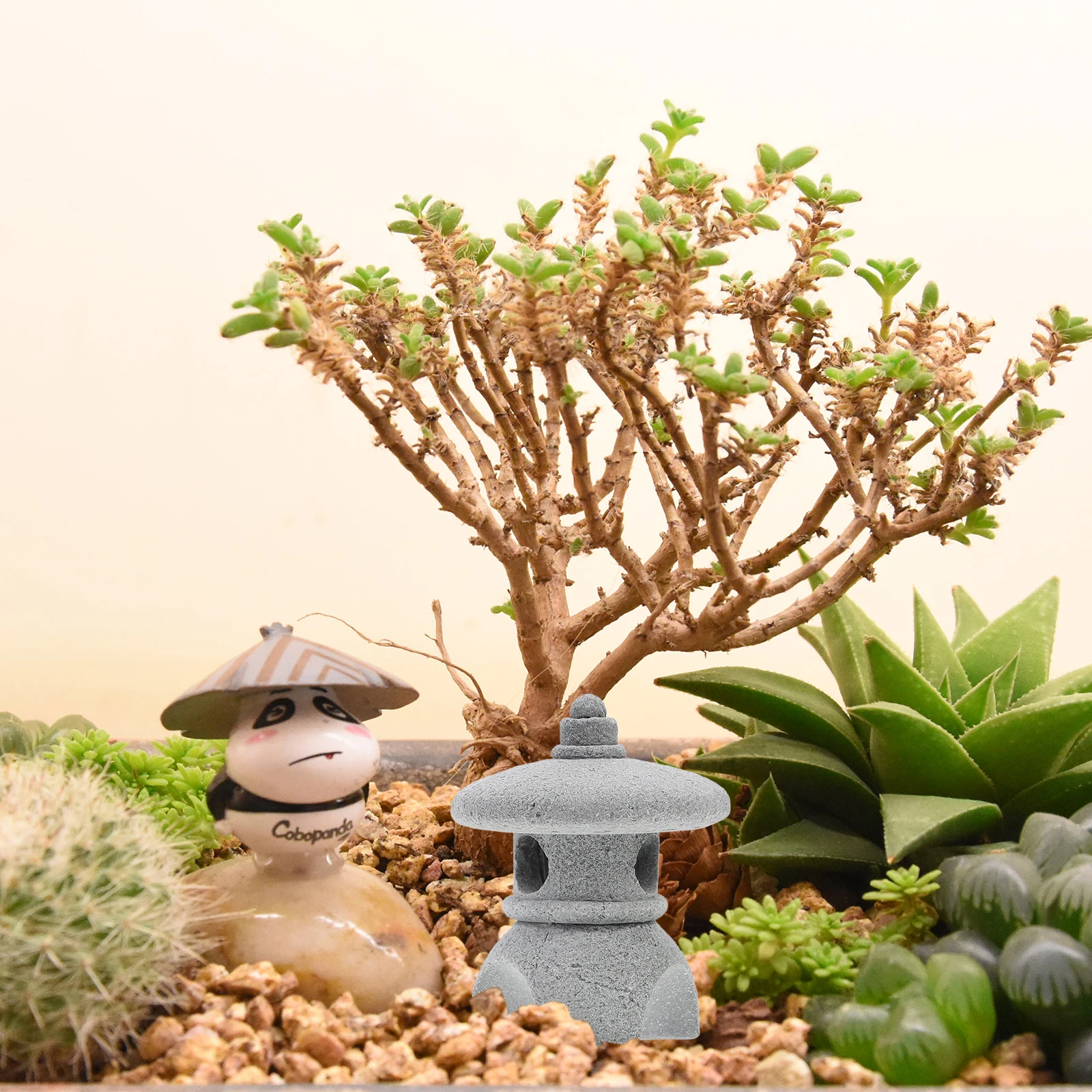 

Decorative Stone Pavilion Ornaments Grey Japanese Garden Bonsai Accessories Mini Lantern Statue Zen Decor Home Outdoor