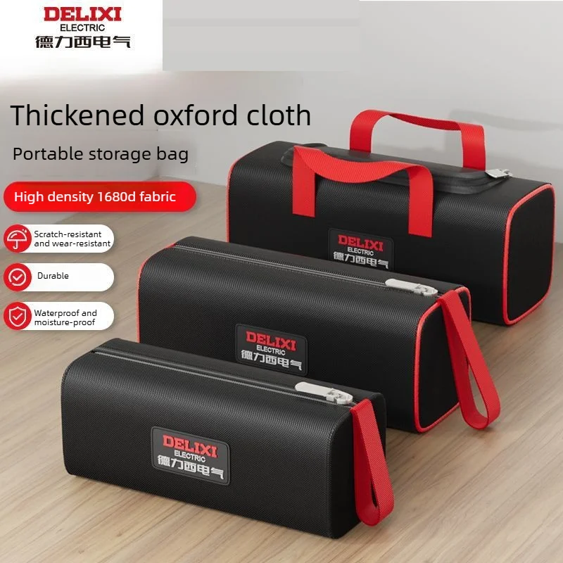DELIXI Electric Heavy‑Duty Tool Bag Oxford Fabric Wear‑Resistant Tote Carry Pouch Multi‑Purpose Handbag Hardware Tools Storage