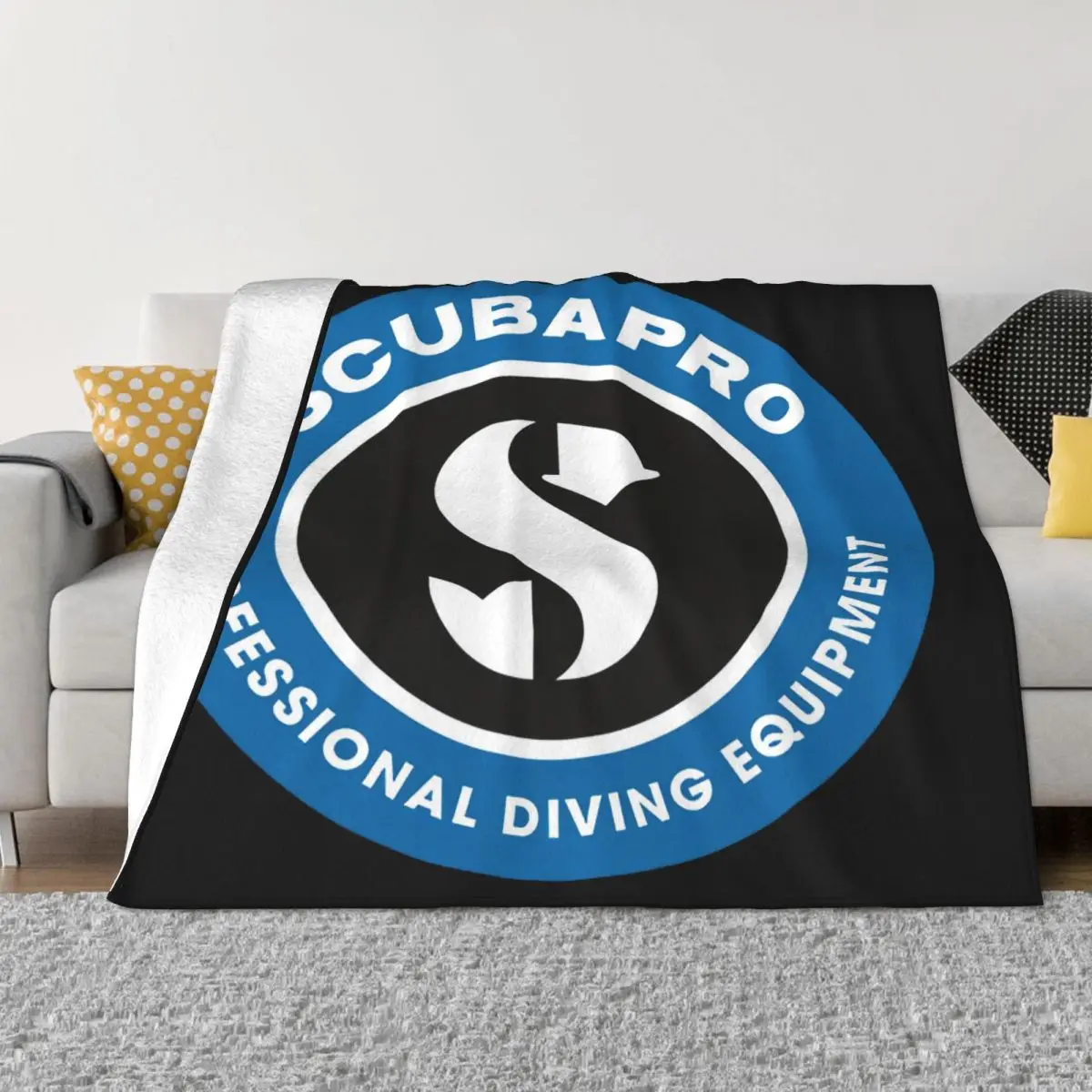 

Scubapro Scuba Equipment Logo Cartoon Print Fashion Flannel Blanket Living Room Bedroom Bed Sofa Insulation Blanket