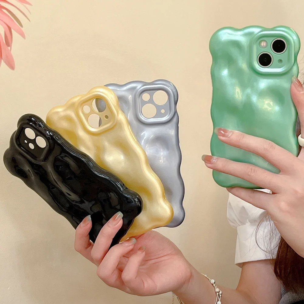 الكورية لامعة ثلاثية الأبعاد نيزك الملمس معكرون بلون الحال بالنسبة آيفون 14 برو 13 12 برو 11 برو ماكس موجة الهاتف للصدمات قذيفة