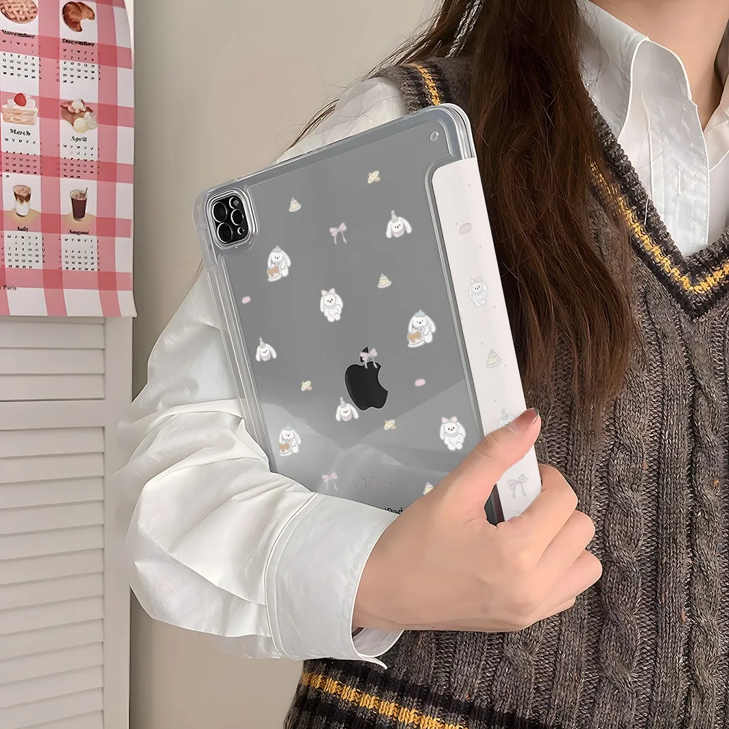 جميل أرنب فتحة القلم اللوحي ل Mini7 6 iPad Pro2024 2022 2021 2020 2019 2018 2017 11 10 9 8 7 6 5 Air7 6 5 4 3 2 1 غطاء