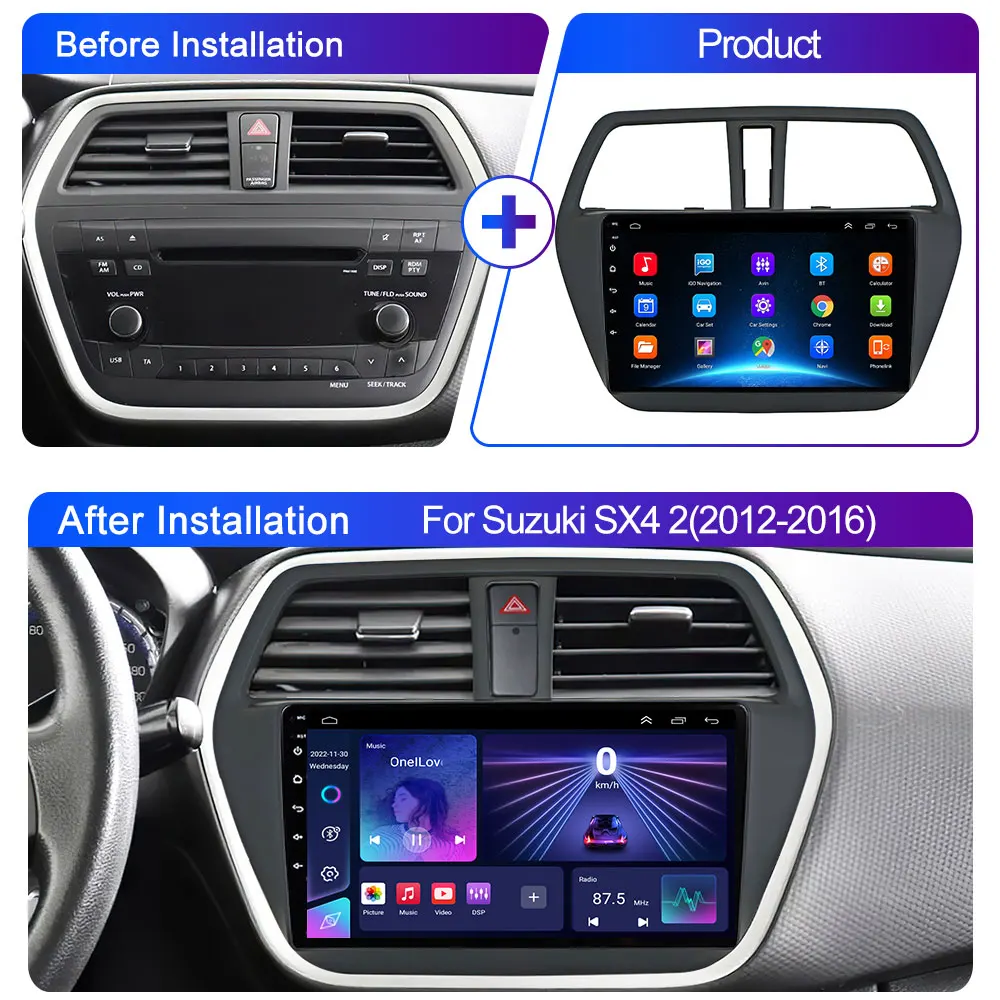 Carplay Android Auto 2 din Android 12 Car Radio For Suzuki SX4-CROSS 2014-2017 android gps radio stereo video multimedia player