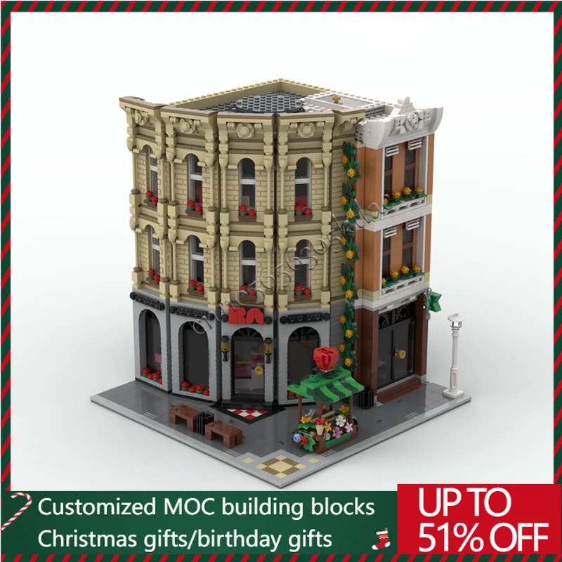 

2638 шт. MOC, креативный городской вид на улицу, модульные сумки и модель одежды, архитектурный строительный блок, детская сборка, кирпичи, игрушки, подарок