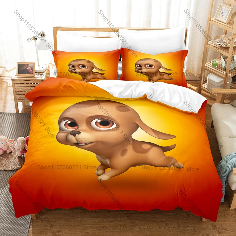Cool Pet Rescue Saga Bedding Set, Duvet Cover + 2 Pillowcases Cute Dog Pig Pattern Bed Linens for Home & Dorm Decoration