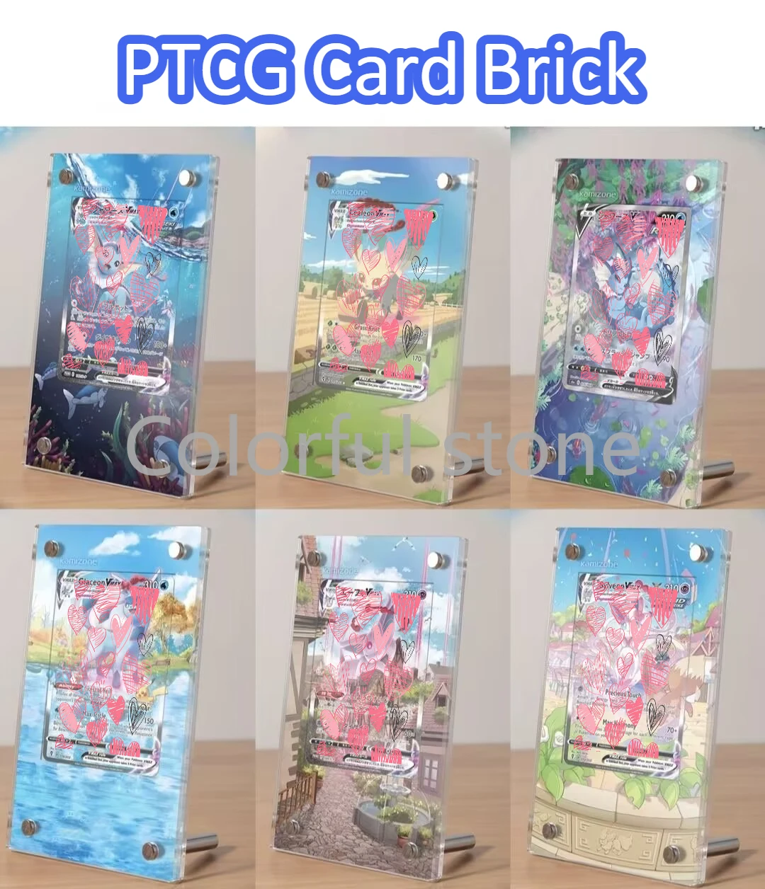 

PTCG Pokemon Anime Character Expansion Card Brick Eeveelution Vaporeon Umbreon Leafeon Sylveon Acrylic Display Stand No Card Toy