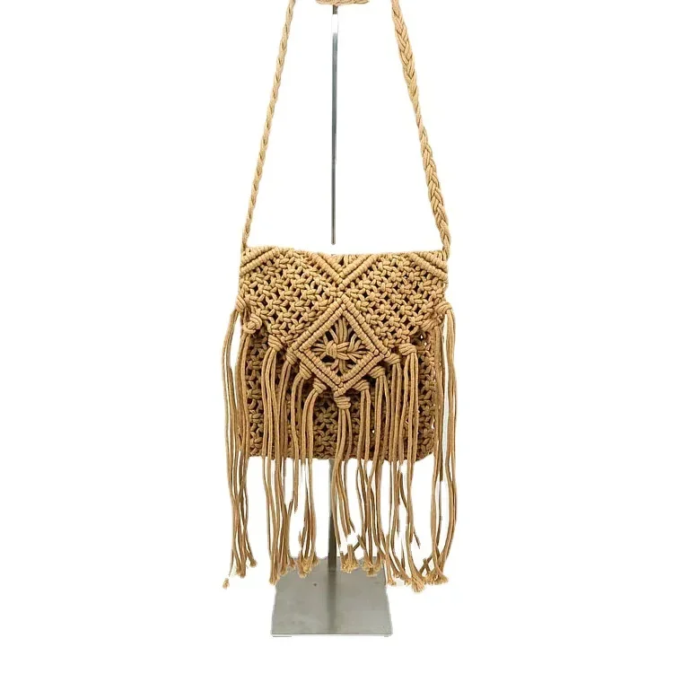 

Spring new fresh and sweet luggage, leather goods, striped flap bag, cotton and linen tassel women's single-shoulder bag