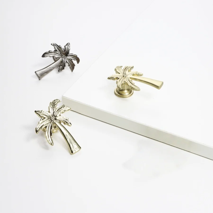 Rural Coconut tree Wardrobe Pulls Hardware Zinc Alloy Handles Drawer Cupboard Wardrobe Dressing table Knobs Furniture handles