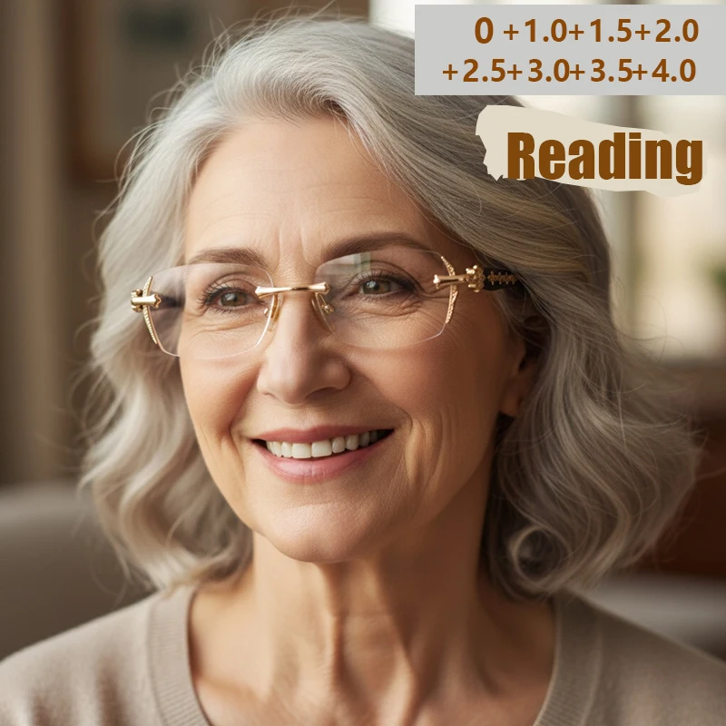 Neue Anti-Blaulicht-Progressivbrille mit rahmenlosem, kantenschneidendem Metall, hochauflösender Augenschutz-Lesebrille 2273