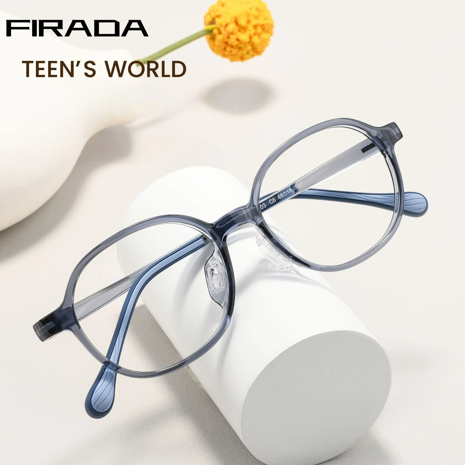 

FIRADA Fashionable Comfortable Eyelasses Ultra-light Round Eyewear Transparent Children Glasses Frames For Boys Girls 6003LS