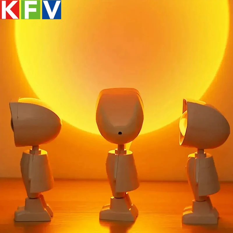 Novelty Astronaut Robot Rainbow Projection Sun Lamp Table Night Light Sunset Lamp Infinite Dimming Bedroom Atmosphere Light