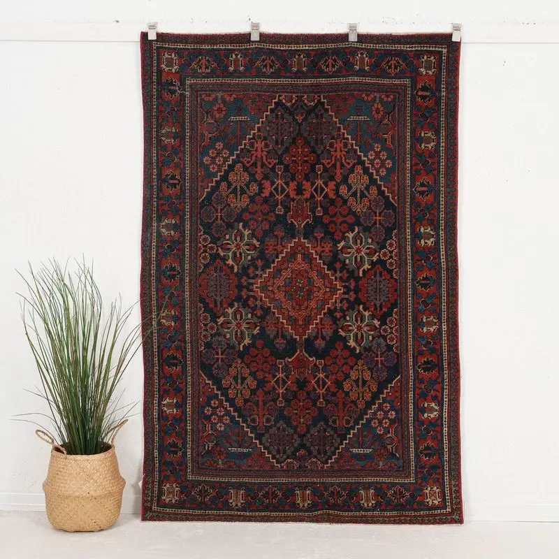 VIKAMA Boho Vintage Persian Tapestry Tribal Geometric Wall Hanging Linen Art for Aesthetic Bedroom Decor
