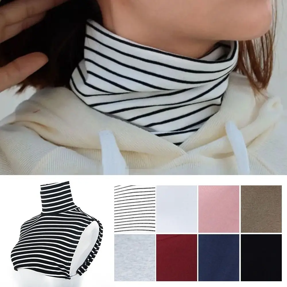 

Portable Solid Color Turtleneck Fake Collar Detachable Muslim Modal Mock Neck Cover Extensions Women Half Top Blouse