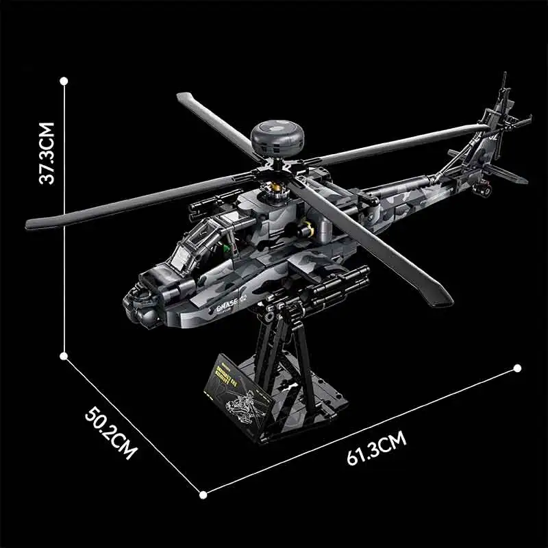 Guly 60549 Realistic Armed Military Helicopter Model, Interlocking Building Blocks Bricks DIY Aviation Hobby Surprise Gift