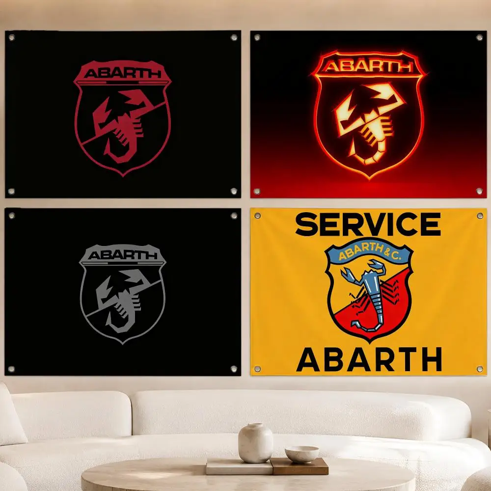 Auto Racing Brand AbarthS Scorpion Flags Fan Banner Tapestry Wall Hanging Garage BarDorm Camp Party Outdoor Home Decor Gift