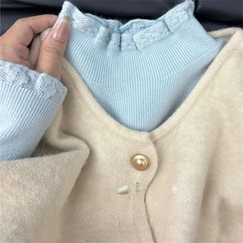 Women's Mid-Weight Knitted Sweater Half High Collar Soft Combed Knit Top Autumn Winter Fashionable Slim Fit Inner Wear Tunic