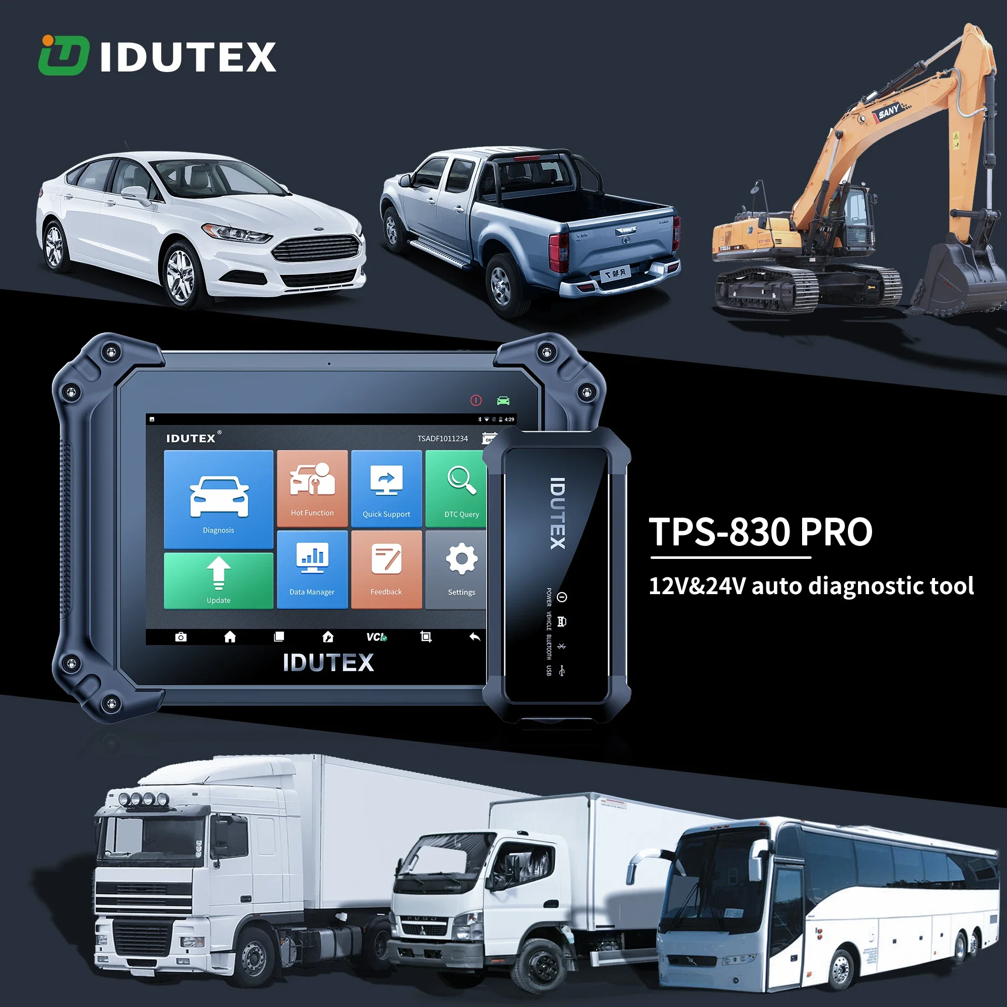 Idutex TPS 830 pro macchina per la diagnosi del veicolo per il tecnico di manutenzione che utilizza per la costruzione pesante di autobus per auto e camion ect