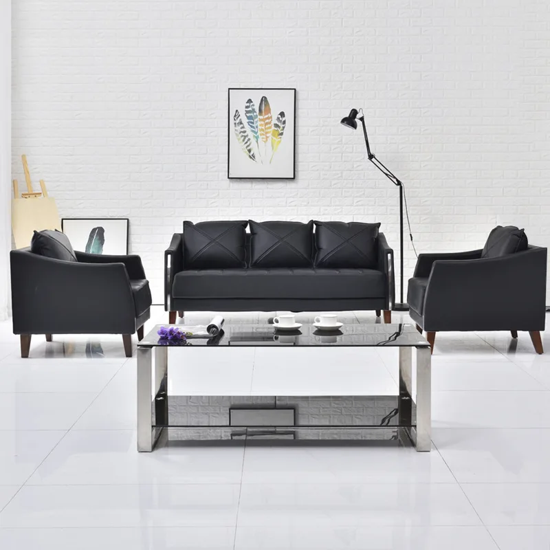 Sofa simple modern leather art, leather sofa, small apartment living room hotel office