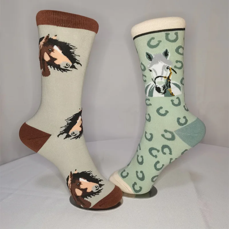 Chaussettes drôles japonaises et coréennes pour femmes, Harajuku Cartoon Horse Steed, Creative Streetwear, Fashion Happy Socks, Spring and Autumn