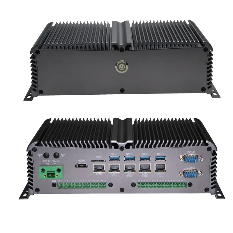 

4 POE Lan Port Fanless Embedded Box Pc Small X86 Industrial Mini Computer inte 3855U /I3 6100U Duel Core 1.6~2.4ghz OEM / ODM