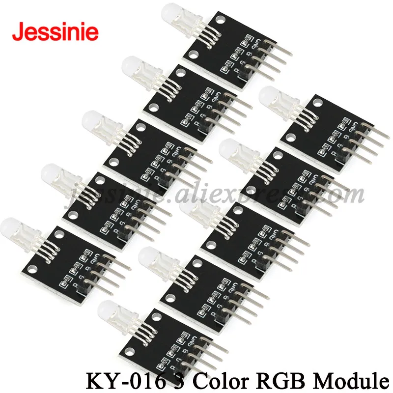 10pcs/1pc KY-016 3 Color RGB LED Sensor Module DIY Starter Kit KY016 3.3/5V Three Colors Smart Electronics 4pin for Arduino