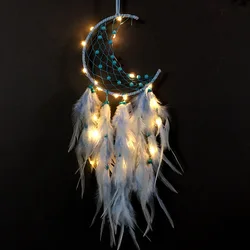 Electronic Dream Catcher Kit, Mão-Woven Wall Hanging Lamp, DIY Decoração, Estudantes Presente, Quarto Lua