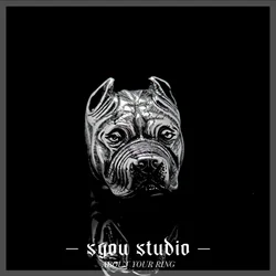 Bulldogs Vintage Animals Stainless Steel Ring Gift For Men Punk Ring For Womens Party Gothic Jewelry Retro Hip Unisex Wholesale