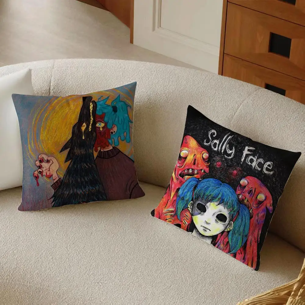Horror S-Sally Face Cushion Cover Daily Washable Linen Pillowcase Soft  for Sofa Bed Home Room Decor