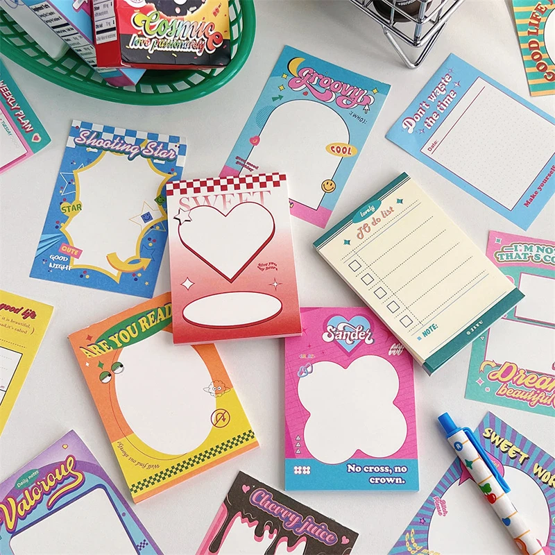 50Pcs Kawaii Vintage Memo Pad Decoration Scrapbooking Collage Album DIY Diary Office Message Notes Paper Notepad Stationery