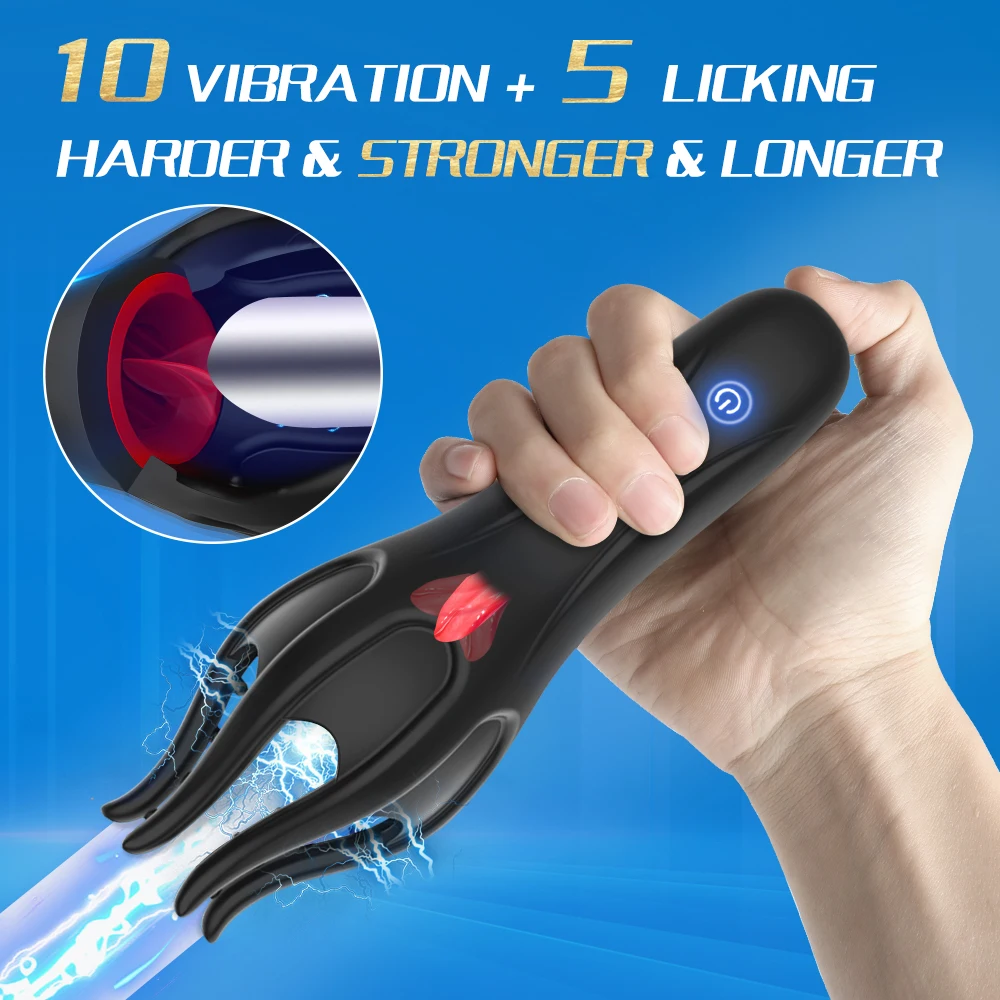 Glan Exerciser Vibrator Tongue Licking Penis Massage Stimulator Delay Trainer Lasting Male Masturbator Adult Sex Toy For Men Gay