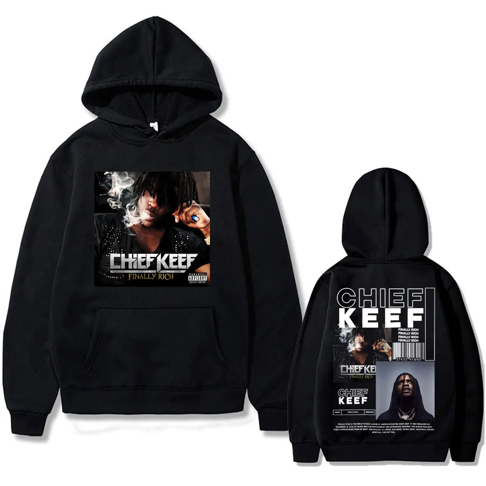 Rapper Chief Keef Men Hip Hop Vintage Street Hoodie Finally Rich Print Sweatshirt Women's Fashion Long Sleeve Oversized Hoodies