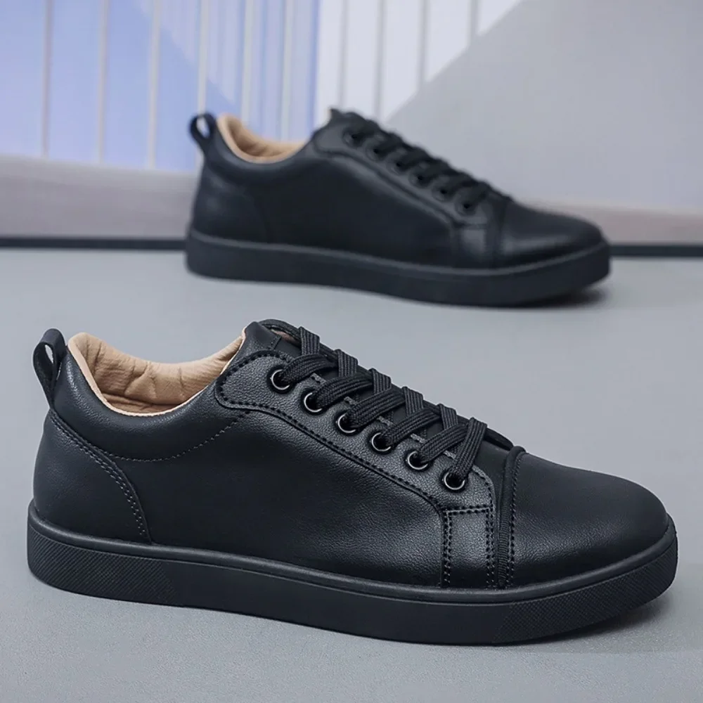 Men\'s Red Soled Casual Shoes Four Seasons Minimalist Board Shoe Mens Spring and Autumn Genuine Leather Sports Shoes Sneakers