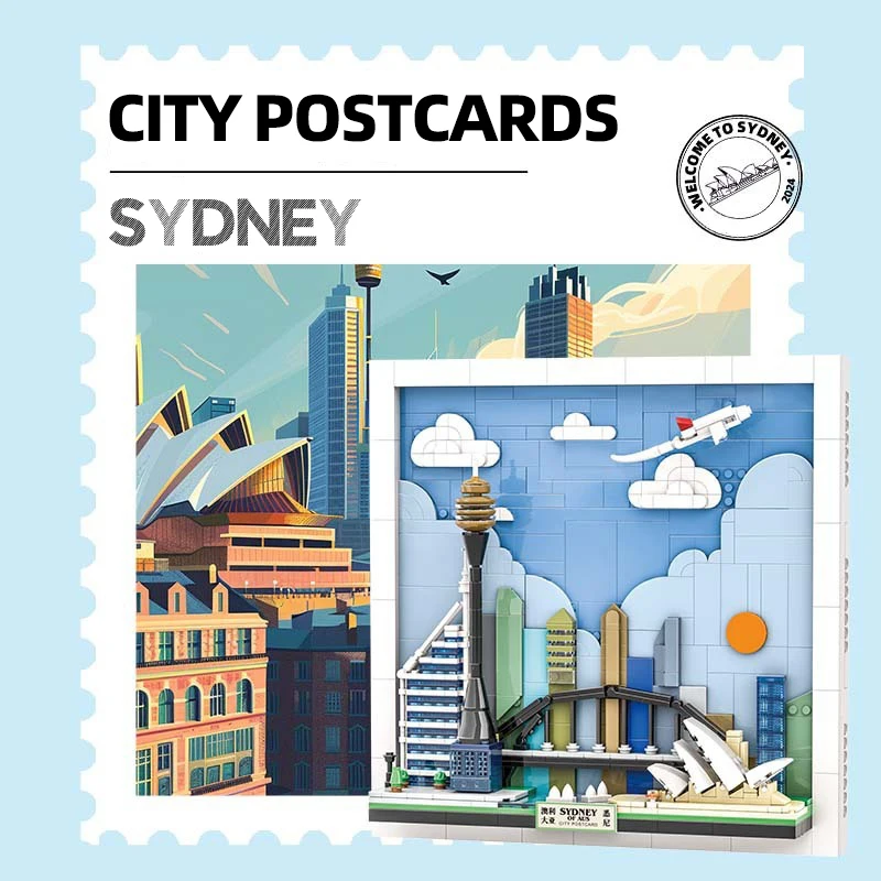 WG4927 Famoso Skyline della città di arte Appeso Dipinti Sydney Cartolina Giocattoli dei mattoni Decorazione della casa Ornamenti Assemblaggio