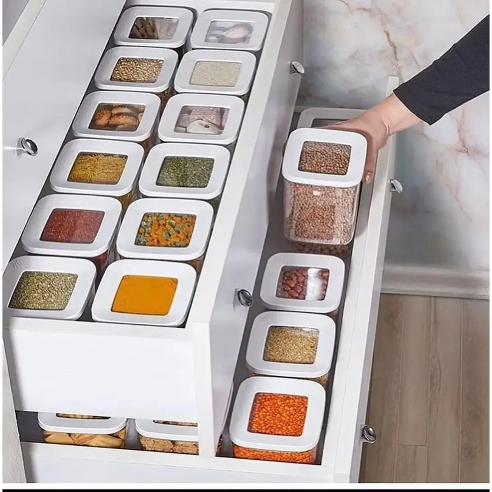 30 Pcs Kitchen Food Storage Container Set Airtight and Pantry Organization with Durable Lids for Cereal, Dry Food Flour & Sugar