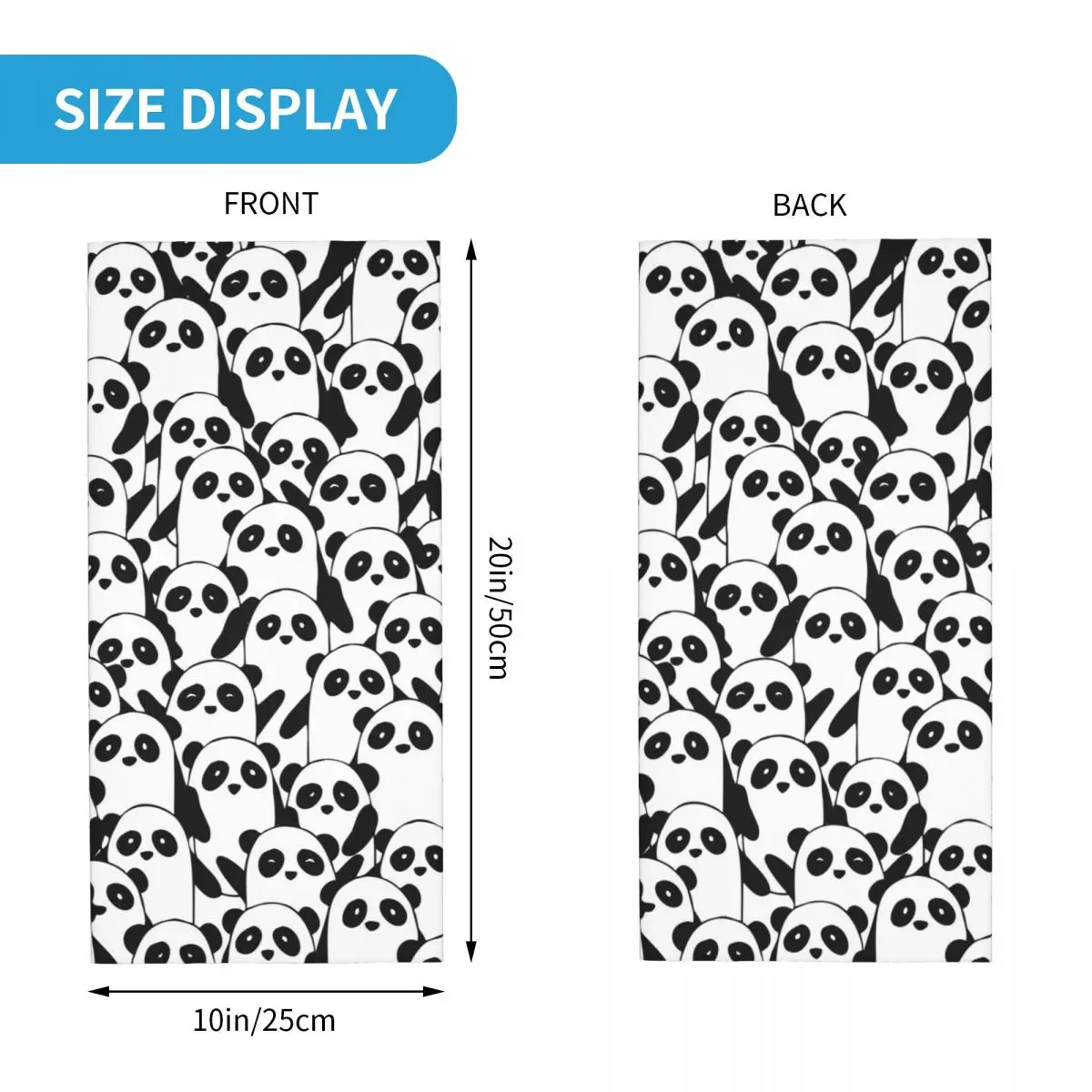 Urso panda Bandana impressa para homens e mulheres, capa do pescoço bonito, Headwear ao ar livre, lenço adulto, lenço panda, à prova de vento