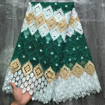 수용성 레이스 원단 스팽글 포함, 아프리카 레이스 원단, 나이지리아 코드, Guipure 레이스 원단, A3664, 2024 하이 퀄리티