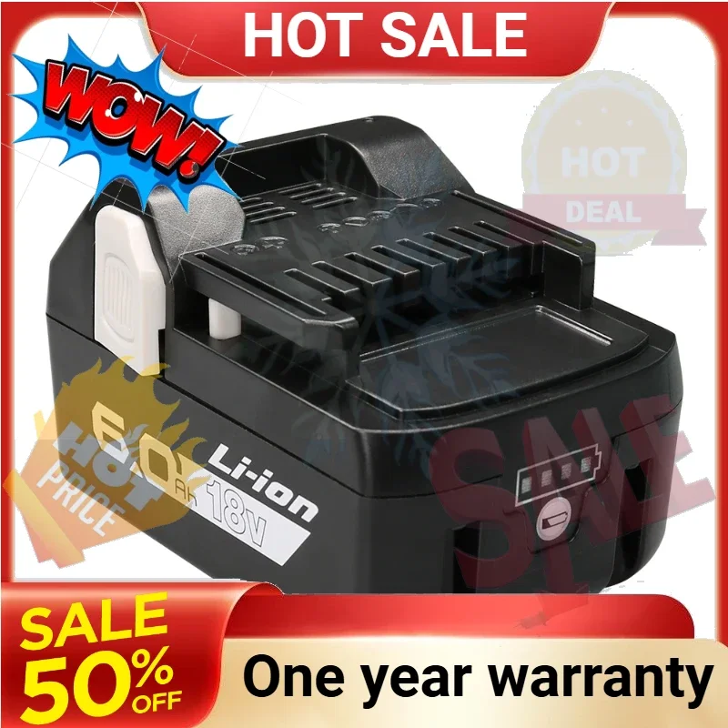 SWZY 18V Power Tools For Hitachi/HiKOKI Li-ion Battery 6000mAh for BSL1830 BSL1850 BSL1860 BCL1815 EBM1830 BSL1840 330139 DS18DB