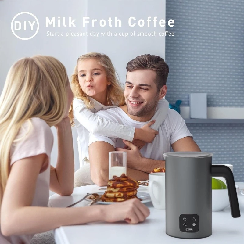 HAOYUNMA Frother for Coffee, Milk Frother, 4 IN 1 Automatic Warm and Cold Milk, Cappuccinos, Macchiato LED Touch Screen Panel