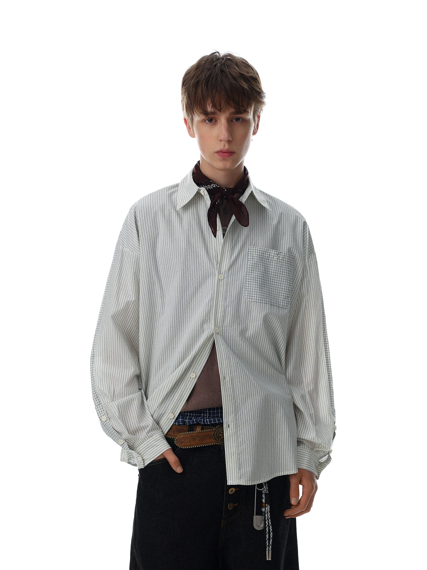American Style Long Sleeve Striped Casual Shirt for Men Casual Collar Boys Feeling Cotton Comfortable Fit Spring Autumn Shirt