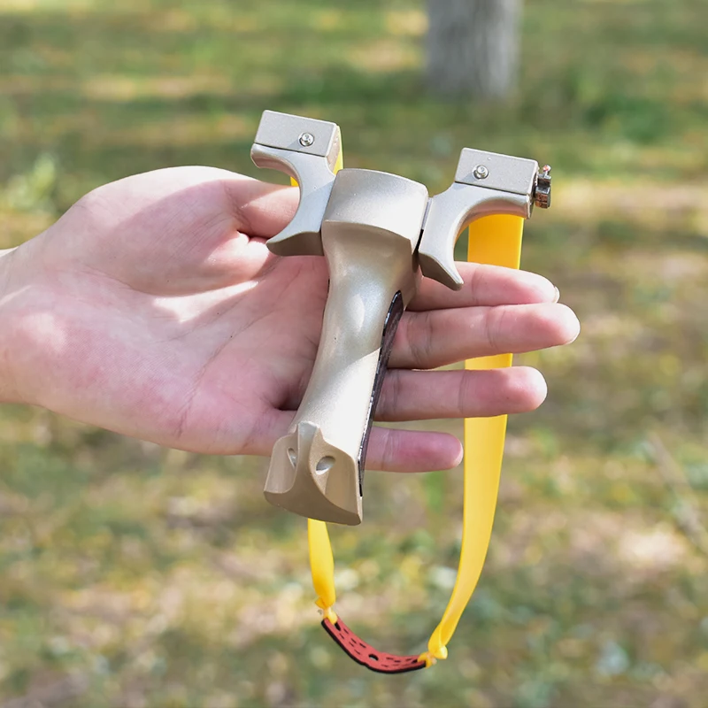 Alloy Glossy Y-Shaped Slingshot Straight-Line Sight Flat Top Clamp Carbon Fiber Texture Grip Outdoor Practice