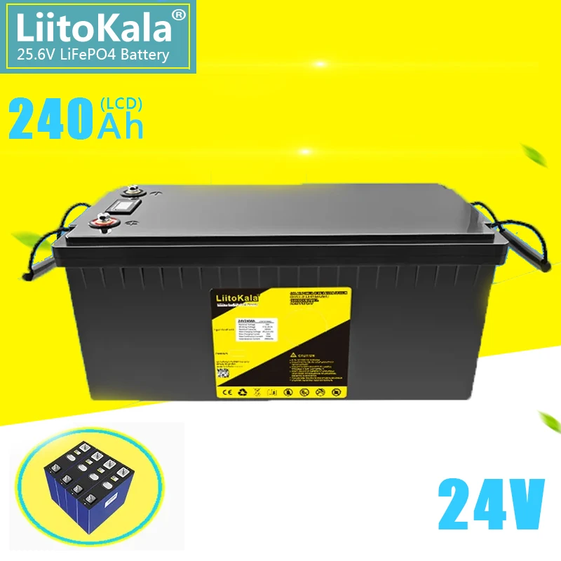 

LiitoKala 25.6V240Ah LiFePo4 Battery Cycle 6000+ RV Energy Storage Rechargeable Battery Built in BMS for Power Lights Electrical